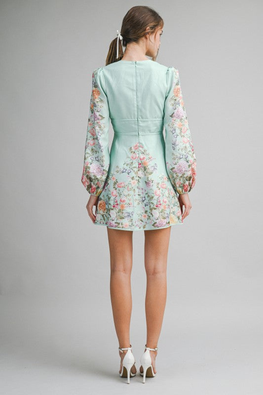 Vestido Flores Mint